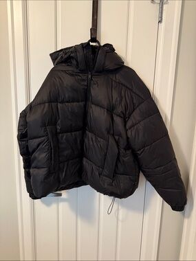 twik Black Puffer Hooded Jacket